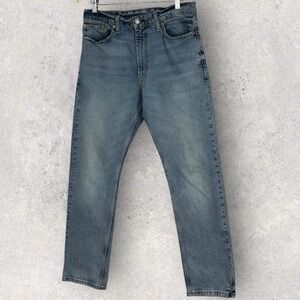 Levis 513 Slim Straight Jeans Mens Size 36‎ x 32 Light Blue Denim Byrd Waterless